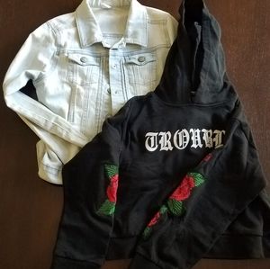 2 pieces bundle Girls jacket & crop hoodie